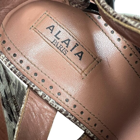 ALAIA Python Snakeskin Platform High Heel Sandals 38 Leather Chunky Animal Print - Picture 10 of 10